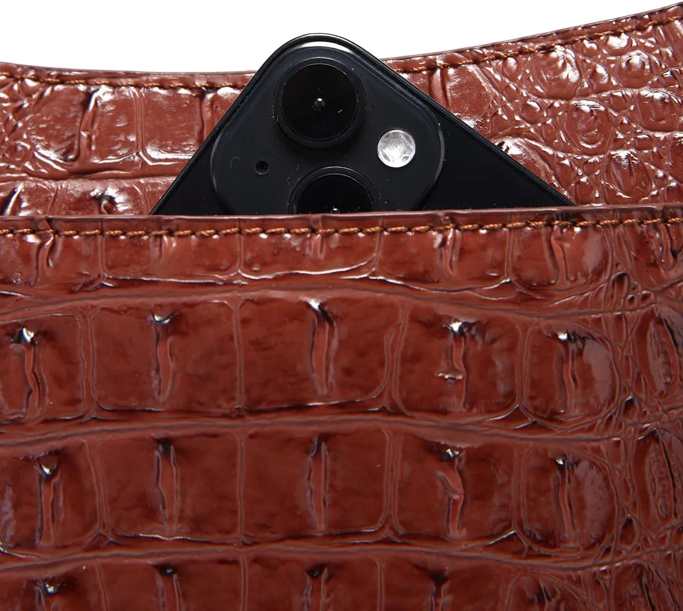 Shoulder Crocodile Flat Handbags for Women trendy Ladies Bag Crocodile PU Leather Crossbody Purse with Strap