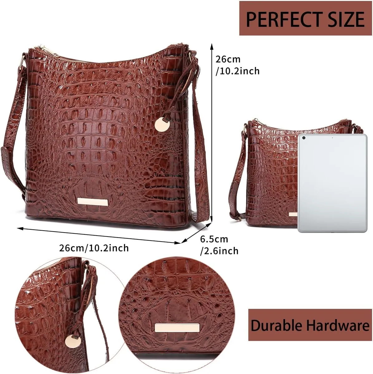 Shoulder Crocodile Flat Handbags for Women trendy Ladies Bag Crocodile PU Leather Crossbody Purse with Strap