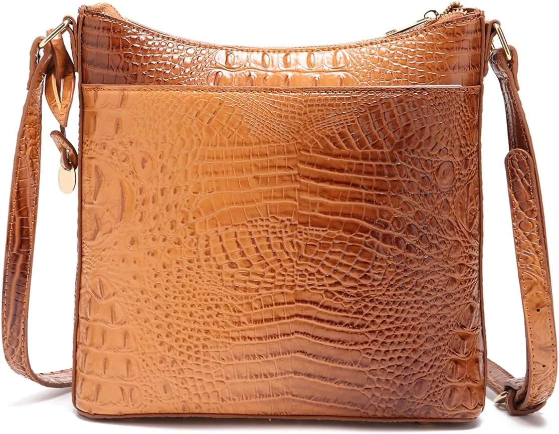 Shoulder Crocodile Flat Handbags for Women trendy Ladies Bag Crocodile PU Leather Crossbody Purse with Strap