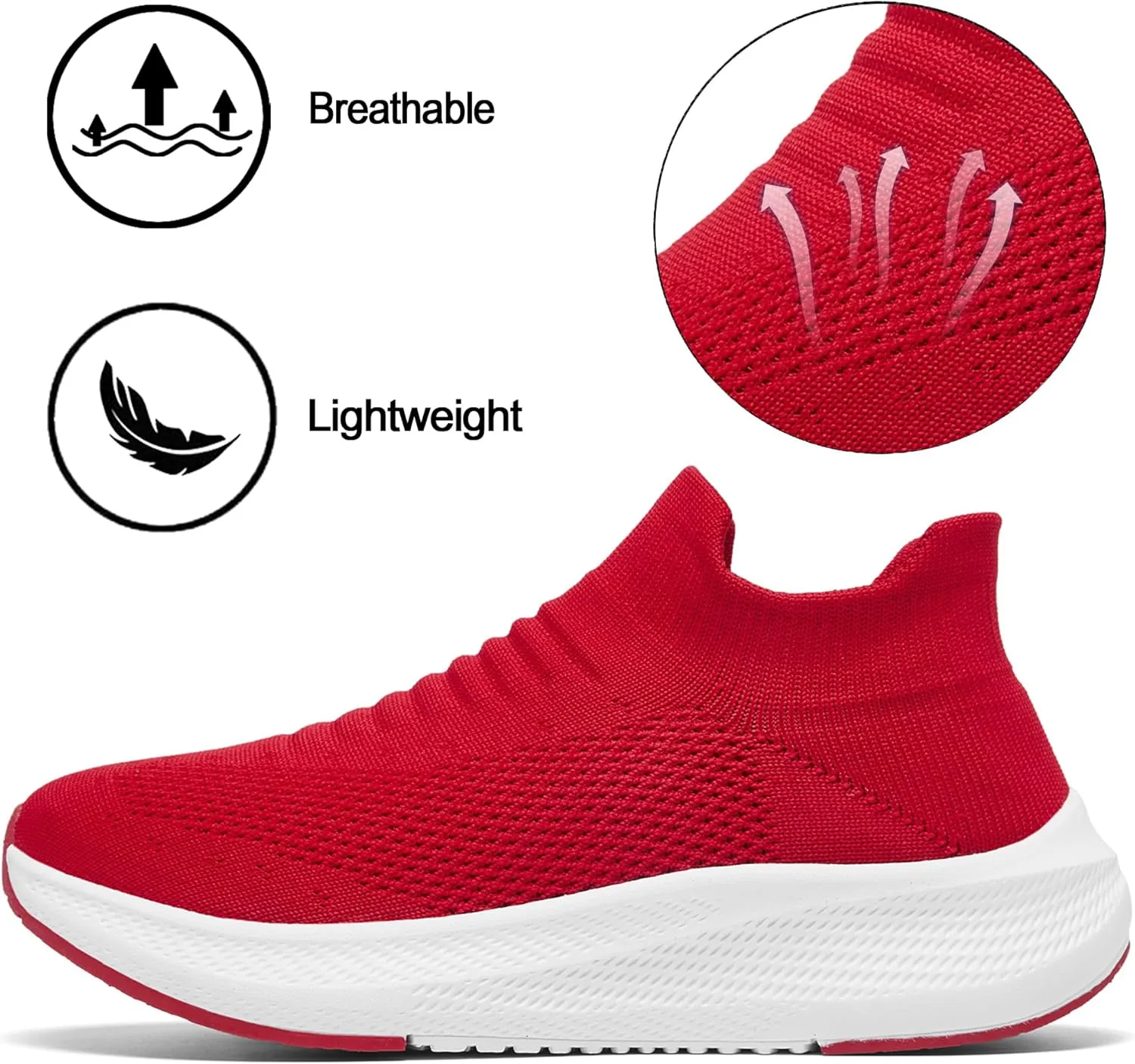 SHULOOK Womens Slip on Walking Shoes Comfort Lightweight Breathable Sock Shoe Non-Slip Mesh Casual Fashion Tennis Running Sneakers