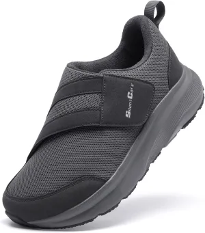 SILENTCARE Diabetic Shoes for Men Wide Toe Box Slip-on Shoes for Swollen Feet Adjustable Walking Shoes for Elderly Foot Pain Relief Neuropathy