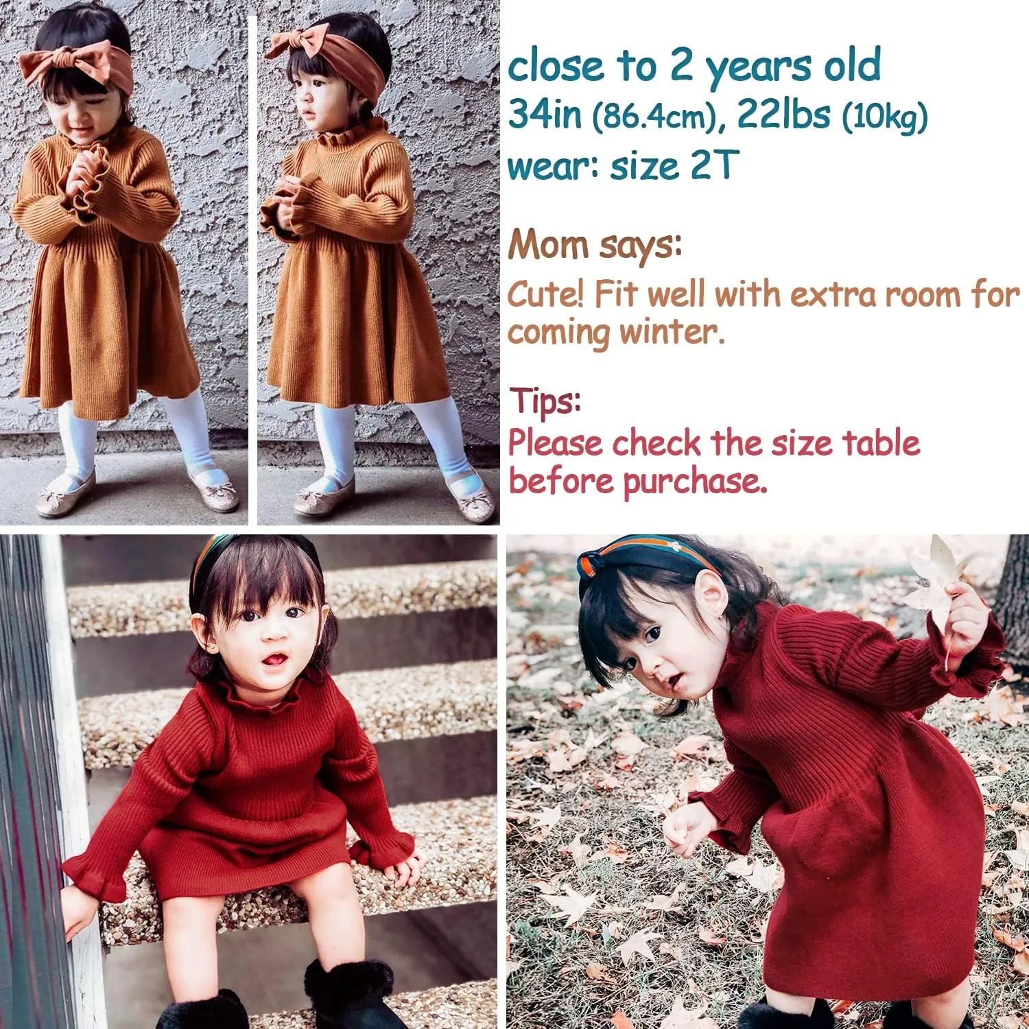 Simplee kids Little Girls' Long Sleeve Girl Dresses and Rompers Ribbed Knit Sweater Dress Black for 6M-5T