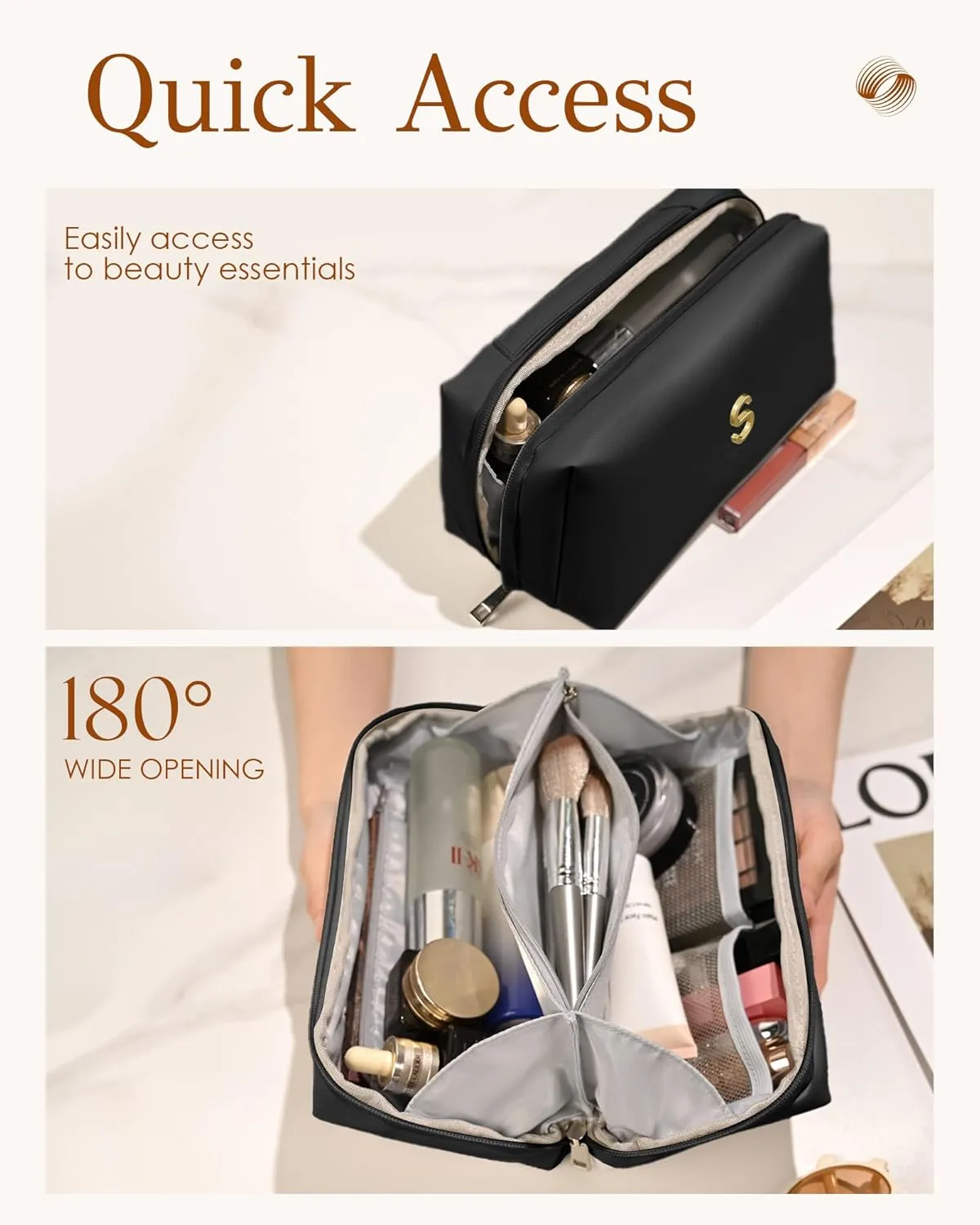 Sister Gifts from Sister, Personalized Makeup Bag, Sister Birthday Gifts Ideas, Sister In Law Gifts, Sister Gifts Bag, Letter Pouch, Open Flat Large Capacity Bag, Teen Girl Gifts Trendy Stuff