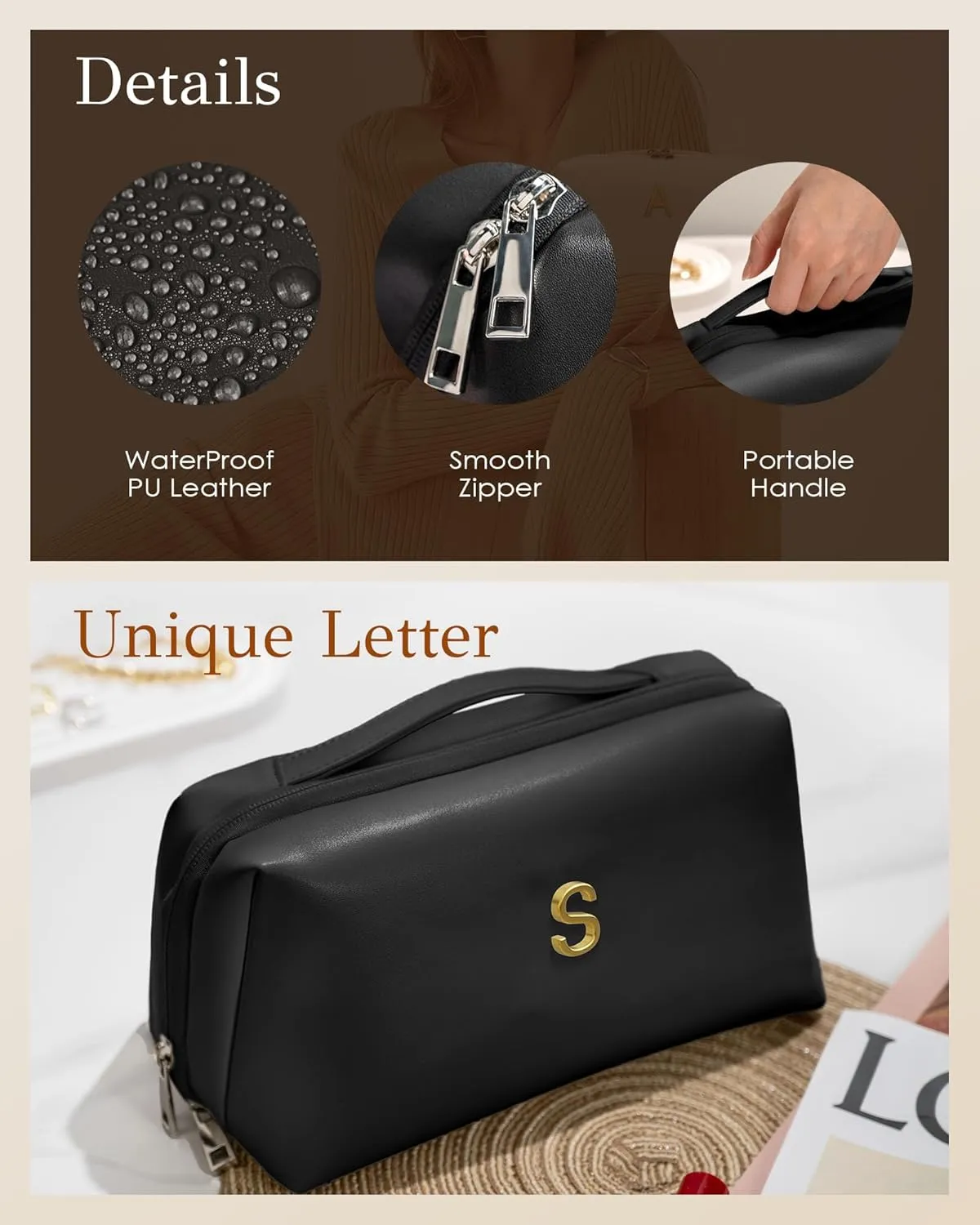 Sister Gifts from Sister, Personalized Makeup Bag, Sister Birthday Gifts Ideas, Sister In Law Gifts, Sister Gifts Bag, Letter Pouch, Open Flat Large Capacity Bag, Teen Girl Gifts Trendy Stuff
