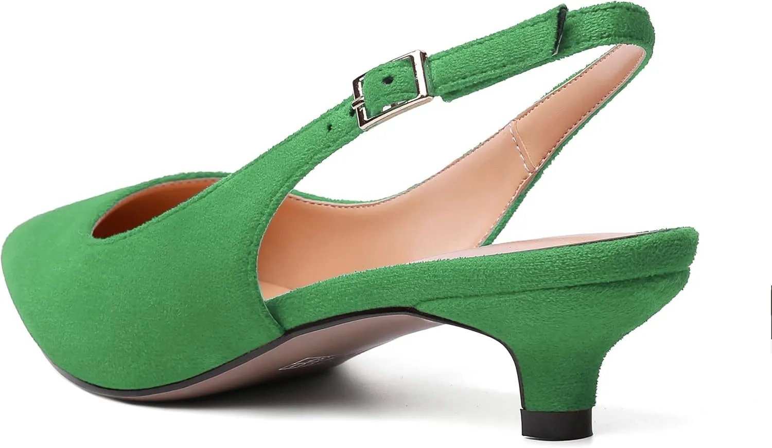 SKYSTERRY Womens Casual Pointed Toe Suede Slip On Wedding Slingback Kitten Low Heel Pumps Shoes 1.5 Inch