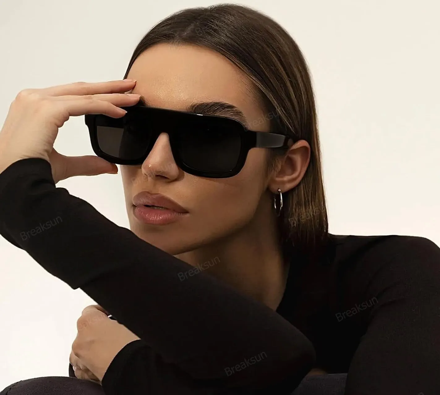 Sleek Flat-Top Aviator Sunglasses