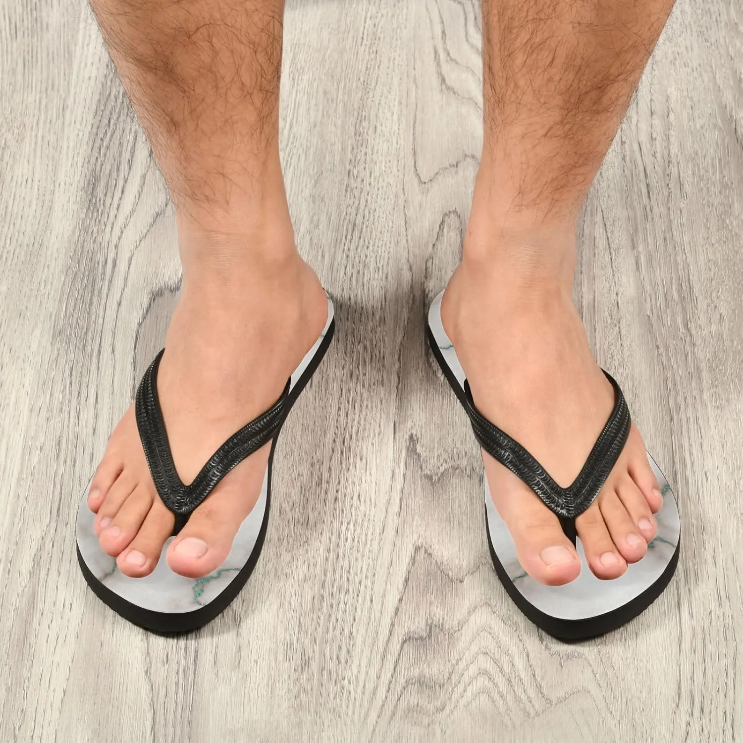 Slim Flip Flops for Women Beach - Abstract Marble Casual Thong Flat Sandals Rubber Slide Slippers Shower Shoes