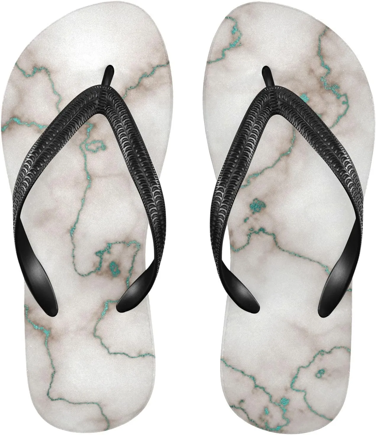 Slim Flip Flops for Women Beach - Abstract Marble Casual Thong Flat Sandals Rubber Slide Slippers Shower Shoes