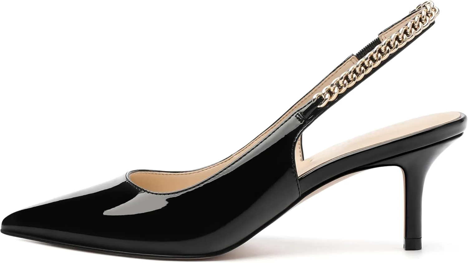 Slingback Heels for Women, Closed Toe Kitten Heels with Adjustable Ankle Strap, Slip On Pumps for Womens Dress Shoes