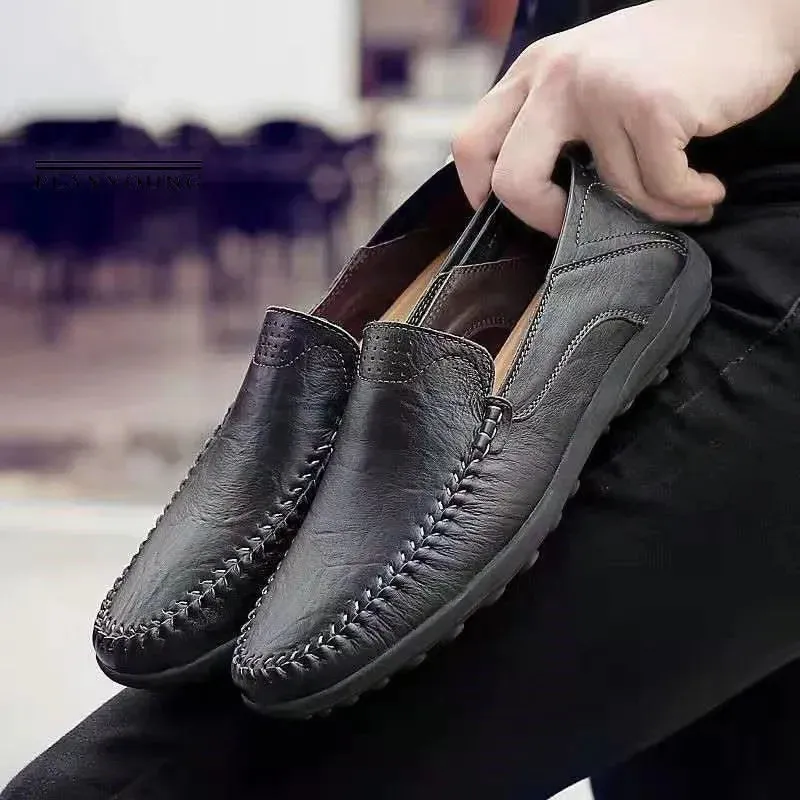 Slip Flats Soft on Men Moccasins Shoes Classic Business Casual Loafers Shoes Breathable Spring Leather Enormous discount Efficient delivery Hombre Leather Shoes