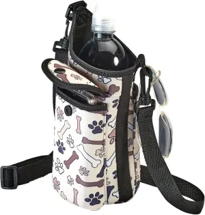 Smooth Trip AquaPockets Water Bottle Holder - Insulating Neoprene Sling Bag With Phone Pouch and Adjustable Strap for Walking and Hiking - Fits up to 32 oz. Bottles