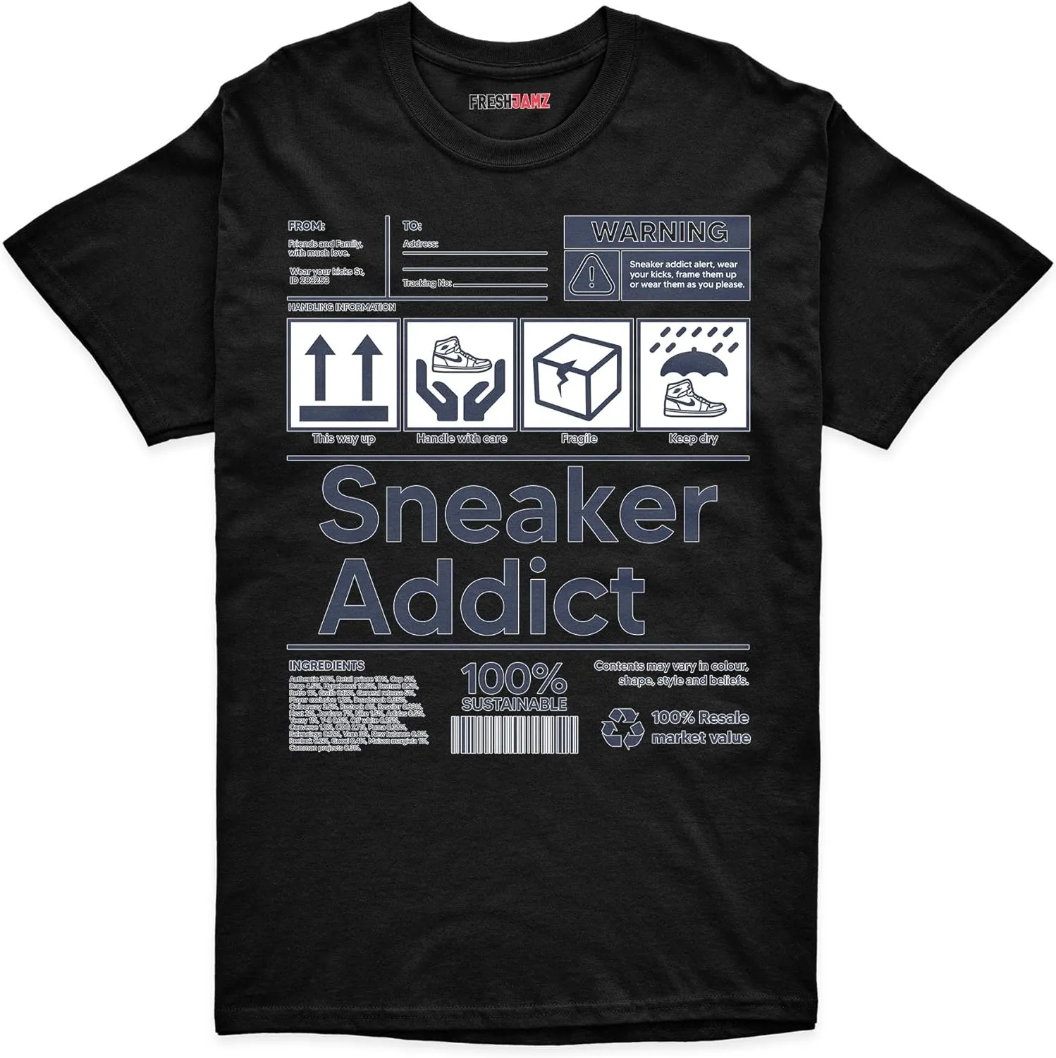 Sneaker Addict Unisex T-Shirt Matching AJ 6 White Navy for Men Women, Streetwear Clothing