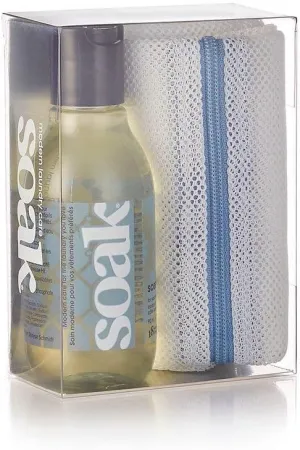 SoakBox - Soak Laundry Soap & Eco Wash Bag Set - 90 mL / 3 fl. oz Eco-Friendly Soap and 16 Inch Circle 100% Recycled RPET Wash Bag (Pineapple)