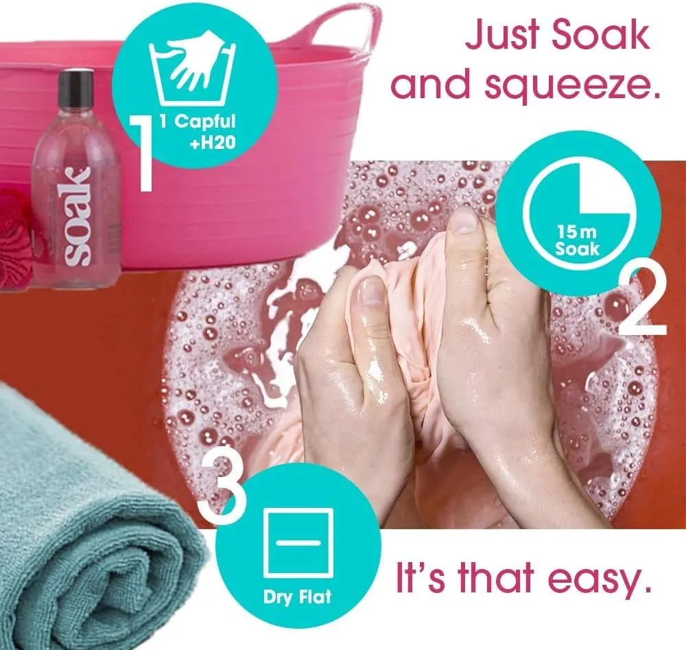 SoakBox - Soak Laundry Soap & Eco Wash Bag Set - 90 mL / 3 fl. oz Eco-Friendly Soap and 16 Inch Circle 100% Recycled RPET Wash Bag (Pineapple)