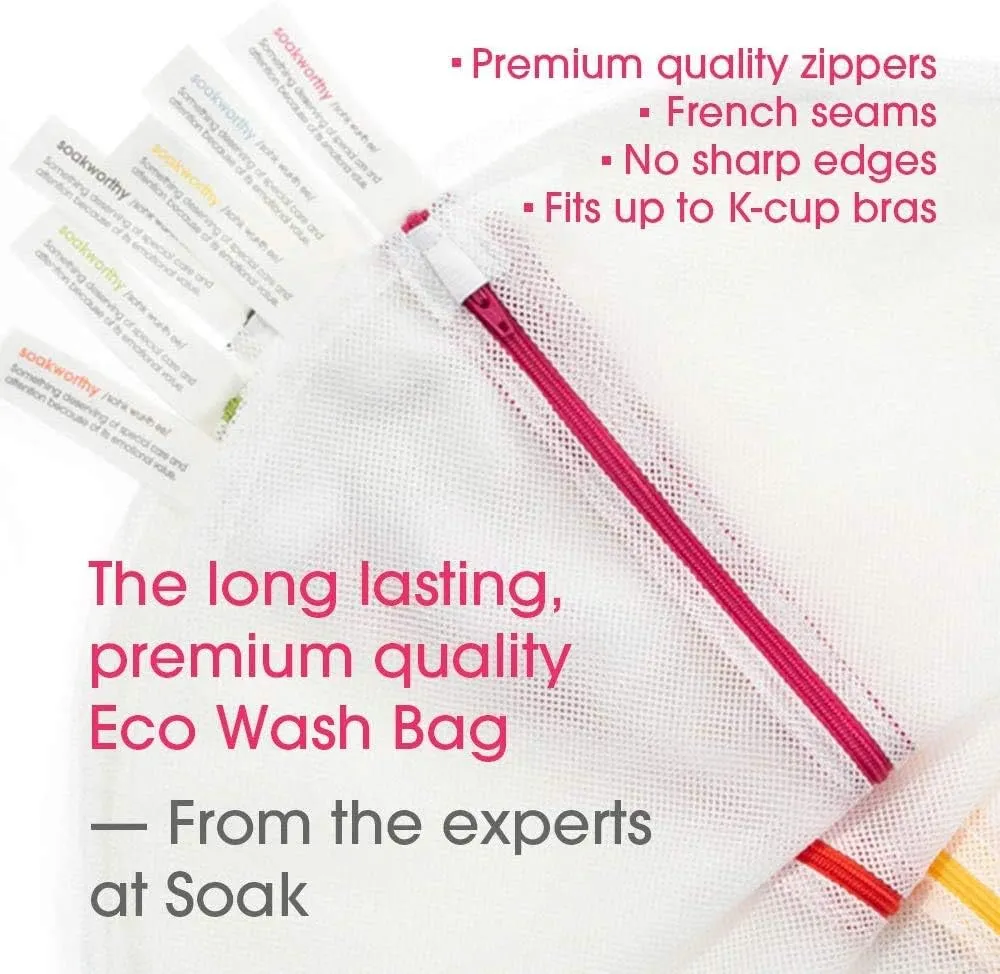 SoakBox - Soak Laundry Soap & Eco Wash Bag Set - 90 mL / 3 fl. oz Eco-Friendly Soap and 16 Inch Circle 100% Recycled RPET Wash Bag (Pineapple)