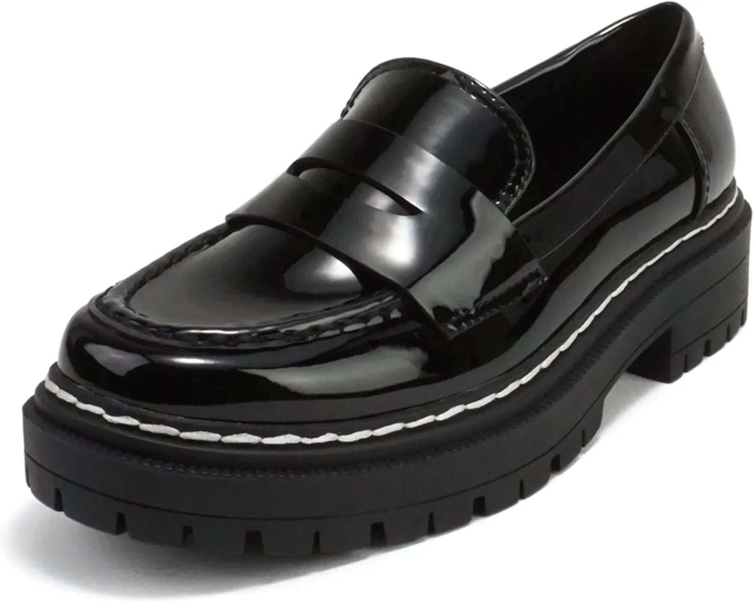 Soda “Eureka” ~ Women Slip On Platform Penny Loafer Lug Sole with Stitched Detail