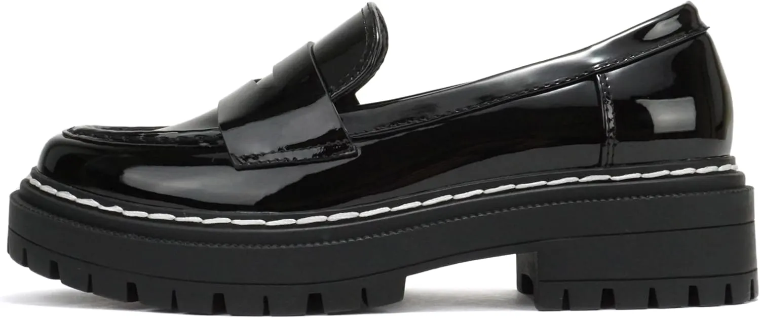 Soda “Eureka” ~ Women Slip On Platform Penny Loafer Lug Sole with Stitched Detail