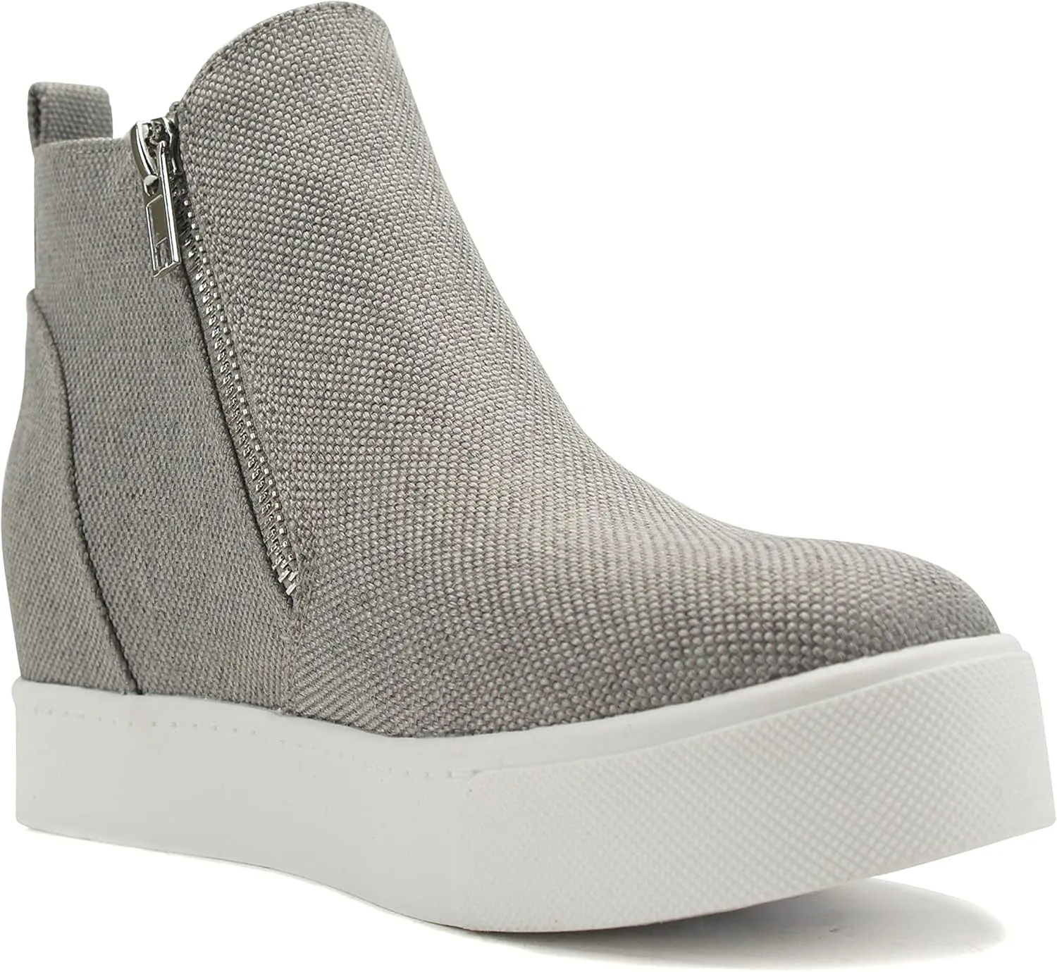 Soda Taylor Hidden Wedge Sole Booties Ankle Heels Sneaker Shoes Side Zipper