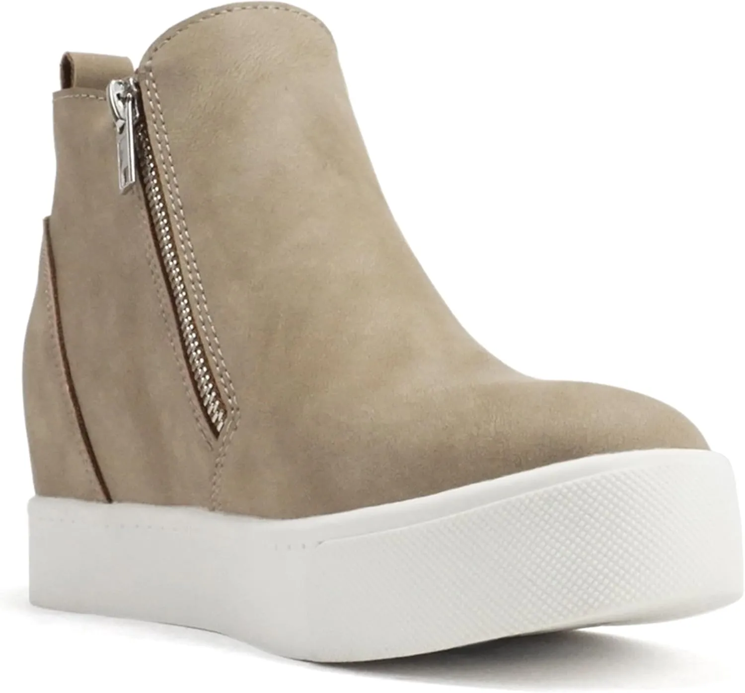 Soda Taylor Hidden Wedge Sole Booties Ankle Heels Sneaker Shoes Side Zipper