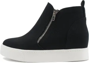Soda Taylor Hidden Wedge Sole Booties Ankle Heels Sneaker Shoes Side Zipper