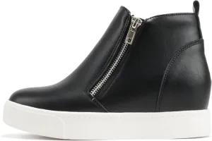 Soda Taylor Hidden Wedge Sole Booties Ankle Heels Sneaker Shoes Side Zipper