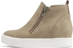 Soda Taylor Hidden Wedge Sole Booties Ankle Heels Sneaker Shoes Side Zipper