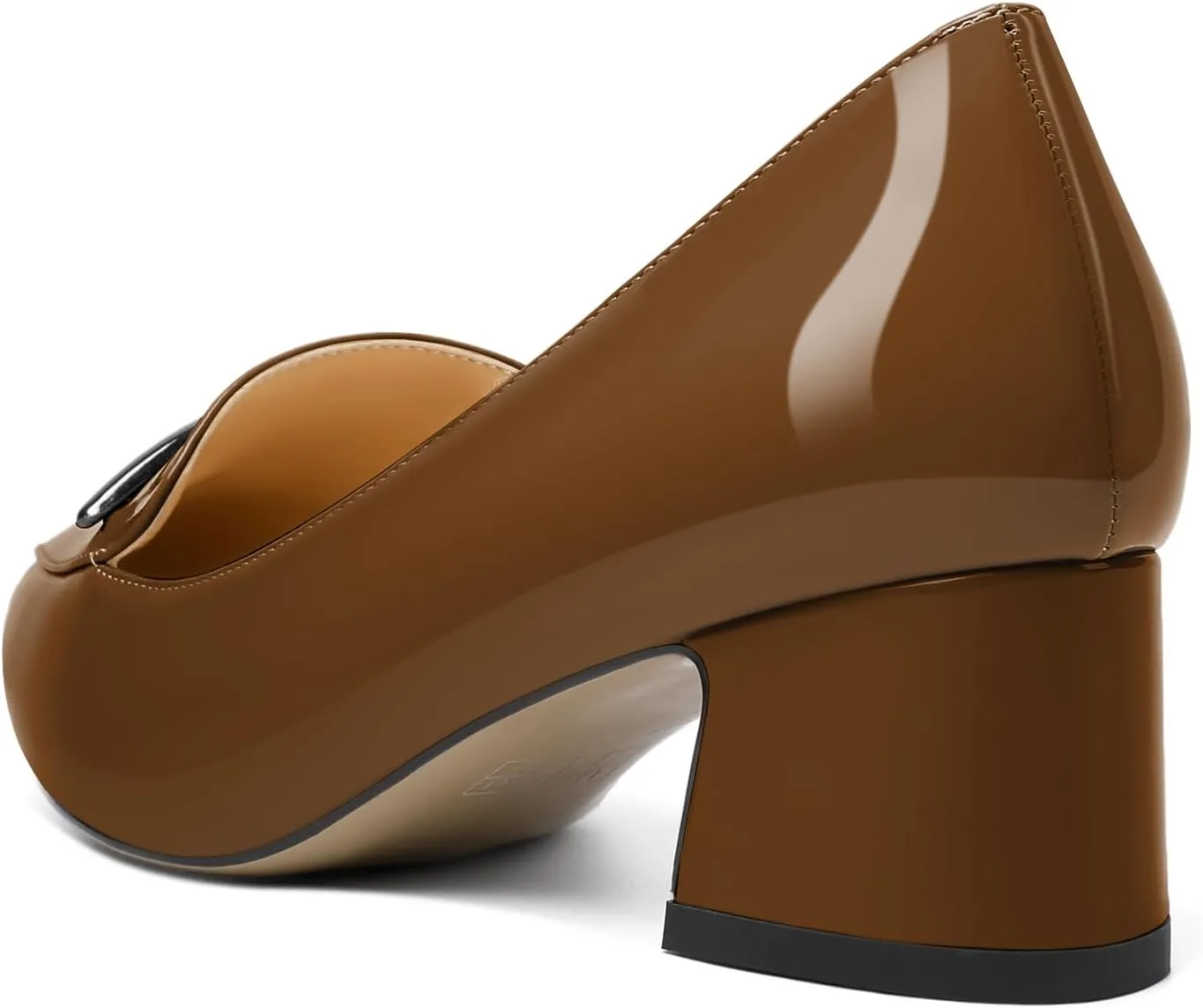 Soireelady Womens Block Heel Low Chunky Heels, Pointed Toe Loafer Heels Slip On Dress Shoes 2 Inches