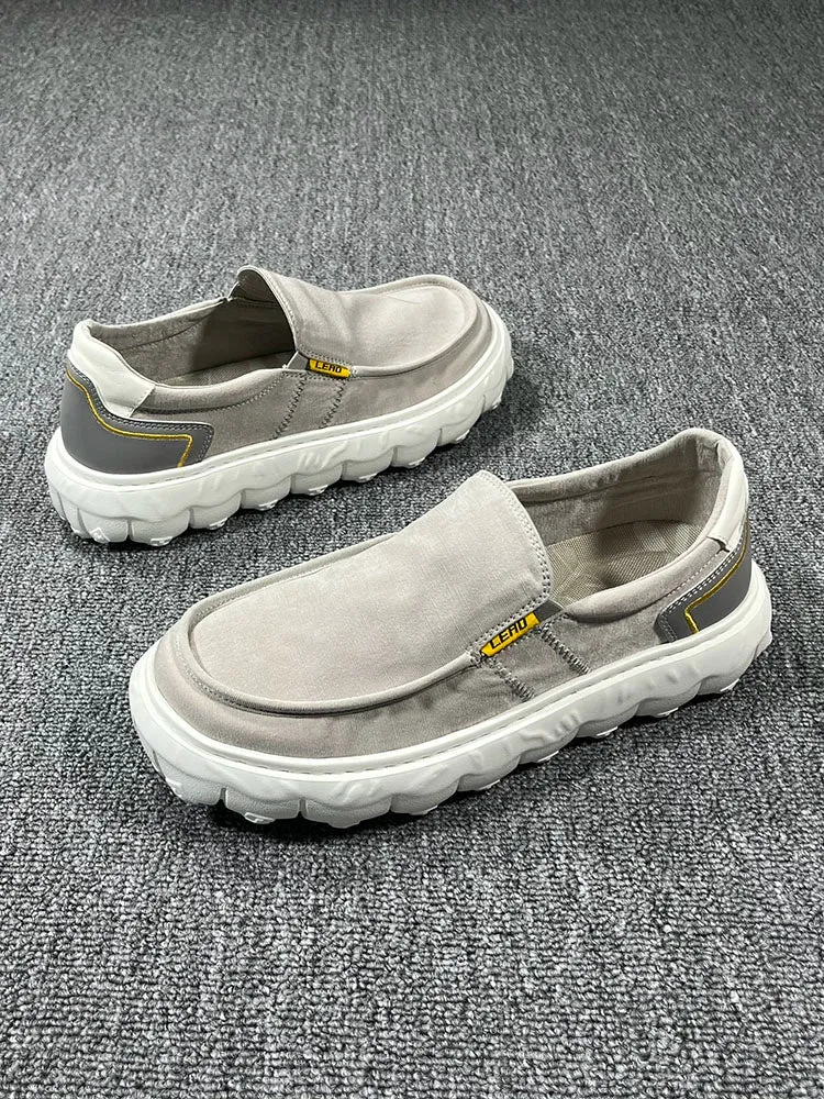 Sole Canvas Autumn Highly functional Thick Leisure Shock-Absorbing Shoes Slip-on Loved by customers Men's
