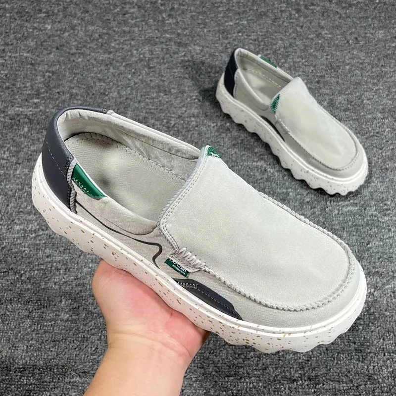 Sole Canvas Autumn Highly functional Thick Leisure Shock-Absorbing Shoes Slip-on Loved by customers Men's