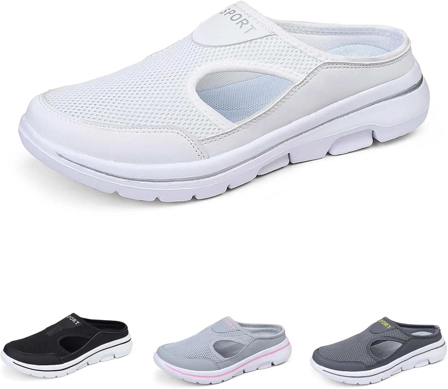 SOLPNOW Unisex Slip On Orthopedic Diabetic Mules,Breathable Arch Support Wedge Platform Slippers,Yoga Sports Hiking Casual Loafer Sandals