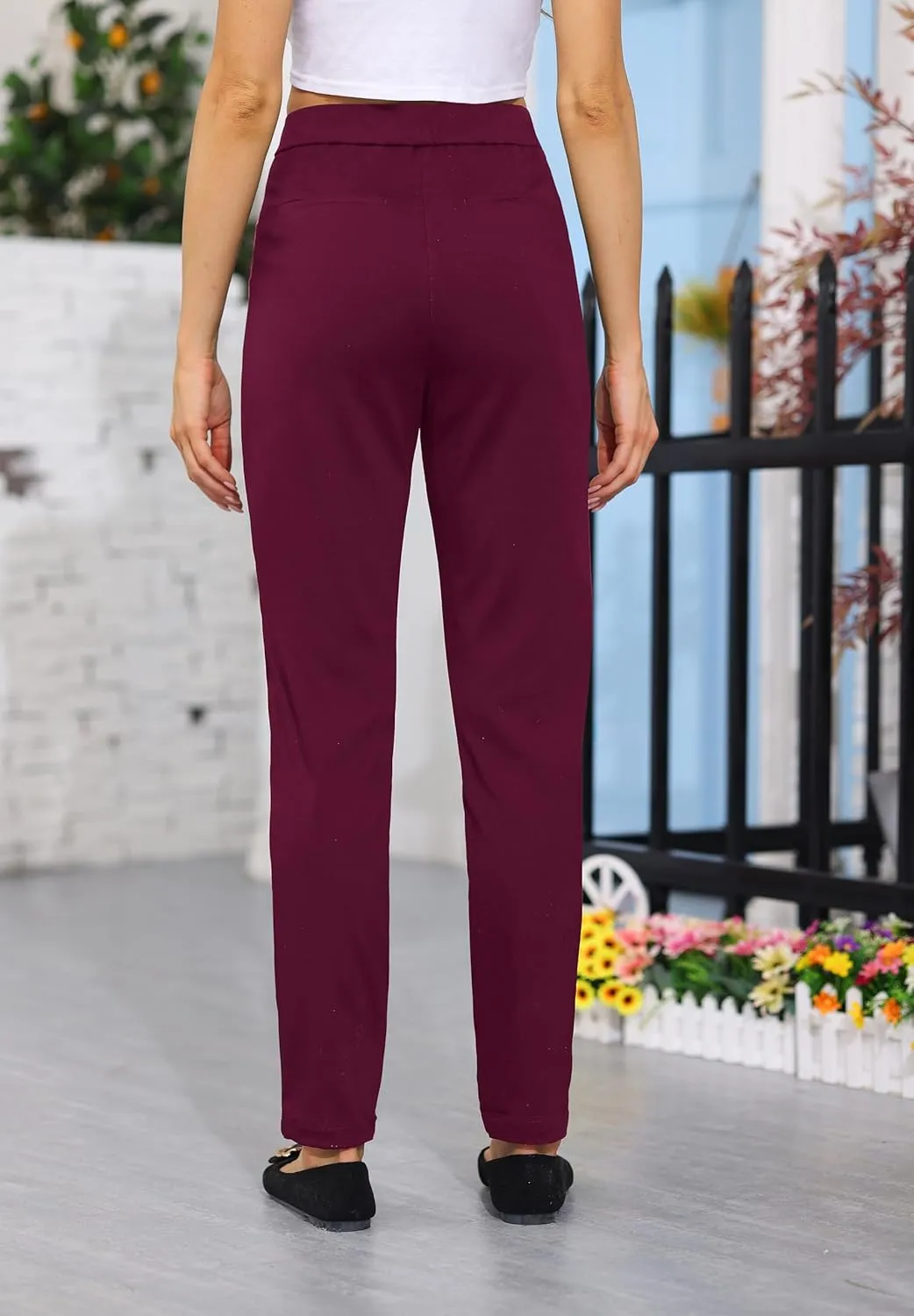 Soojun Women's Comfy Ultra Stretch Pull On Ankle Pant