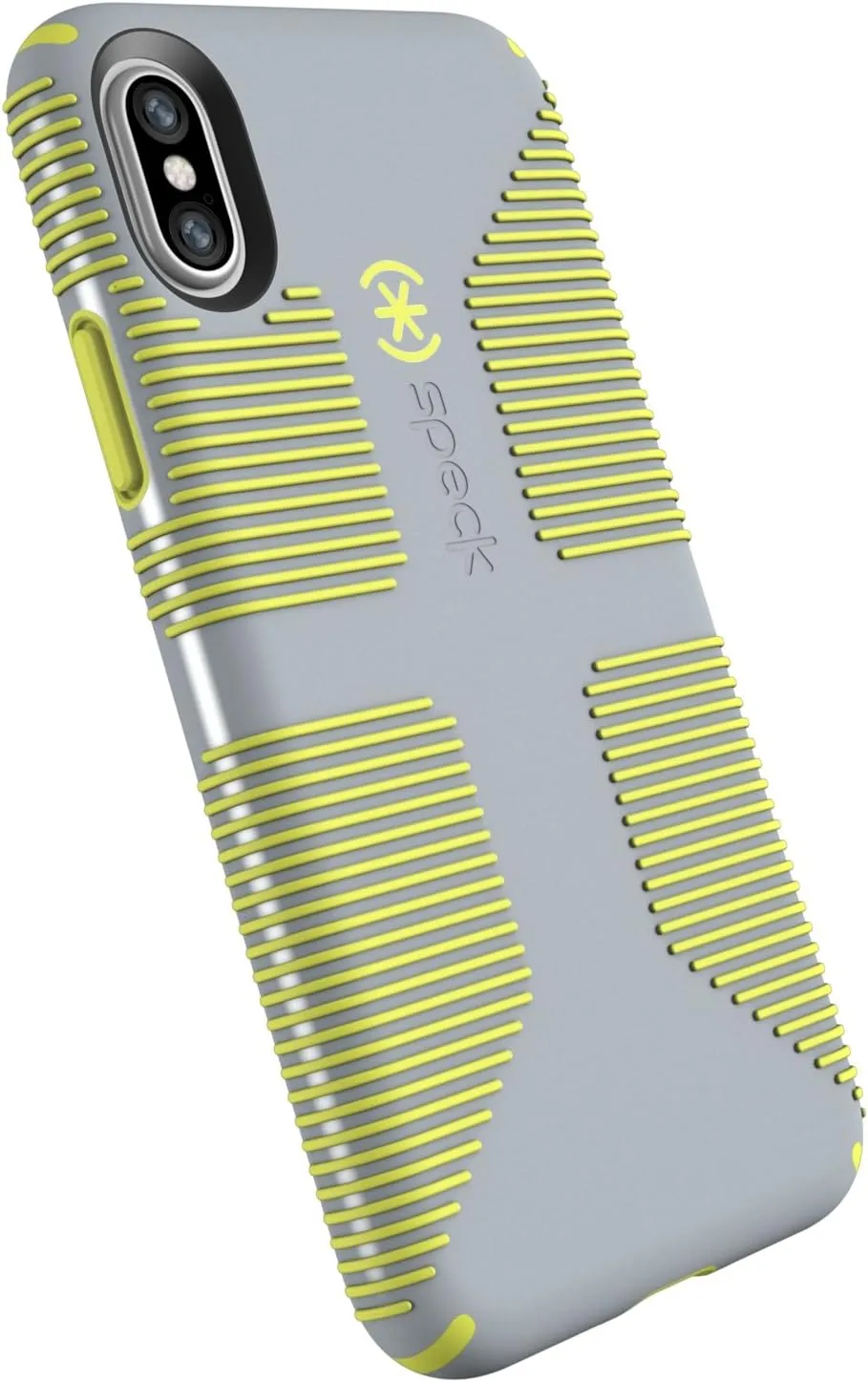 Speck Products CandyShell Grip Cell Phone Case for iPhone XS/iPhone X - Nickel Grey/Antifreeze Yellow
