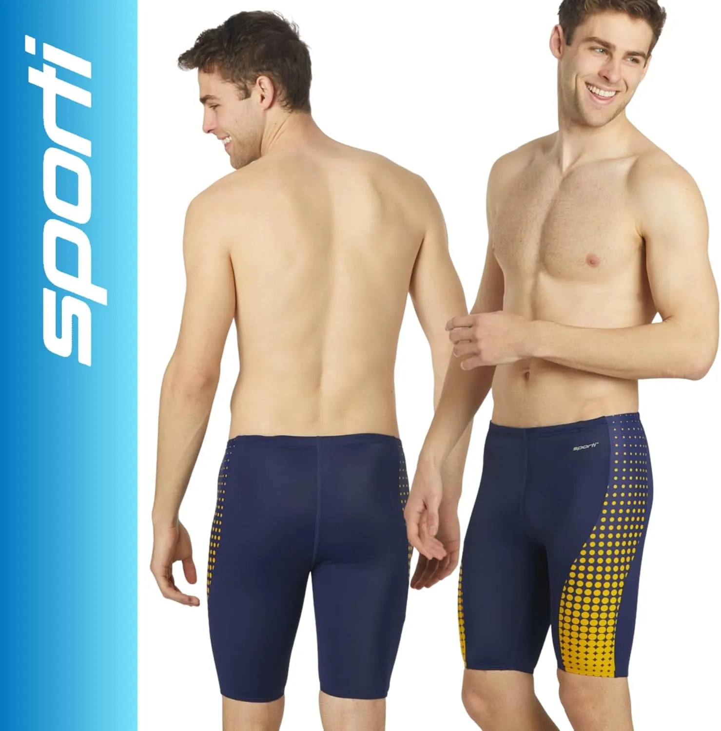 Sporti Men's Athletic Swimwear Jammers, Multi Solid Color - Racing & Training Swimsuit Jammers for Men, Durable Long Lasting