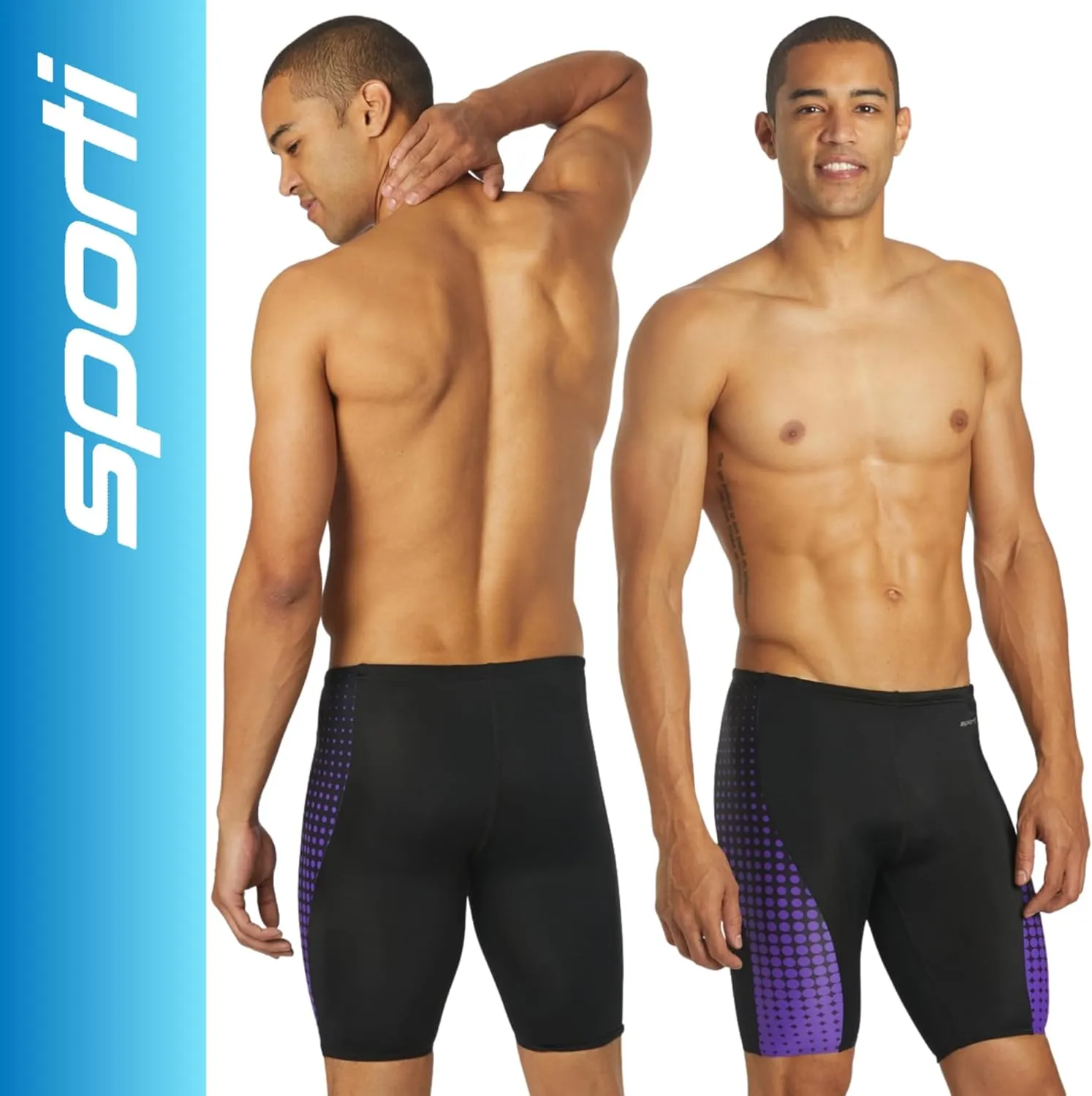 Sporti Men's Athletic Swimwear Jammers, Multi Solid Color - Racing & Training Swimsuit Jammers for Men, Durable Long Lasting