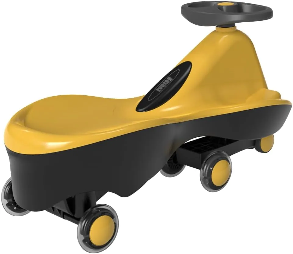 Sports Series LED Wheeled Swing car, Come Fully Assembled! (Citrus Yellow)
