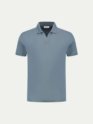Steel Blue Buttonless Polo Shirt