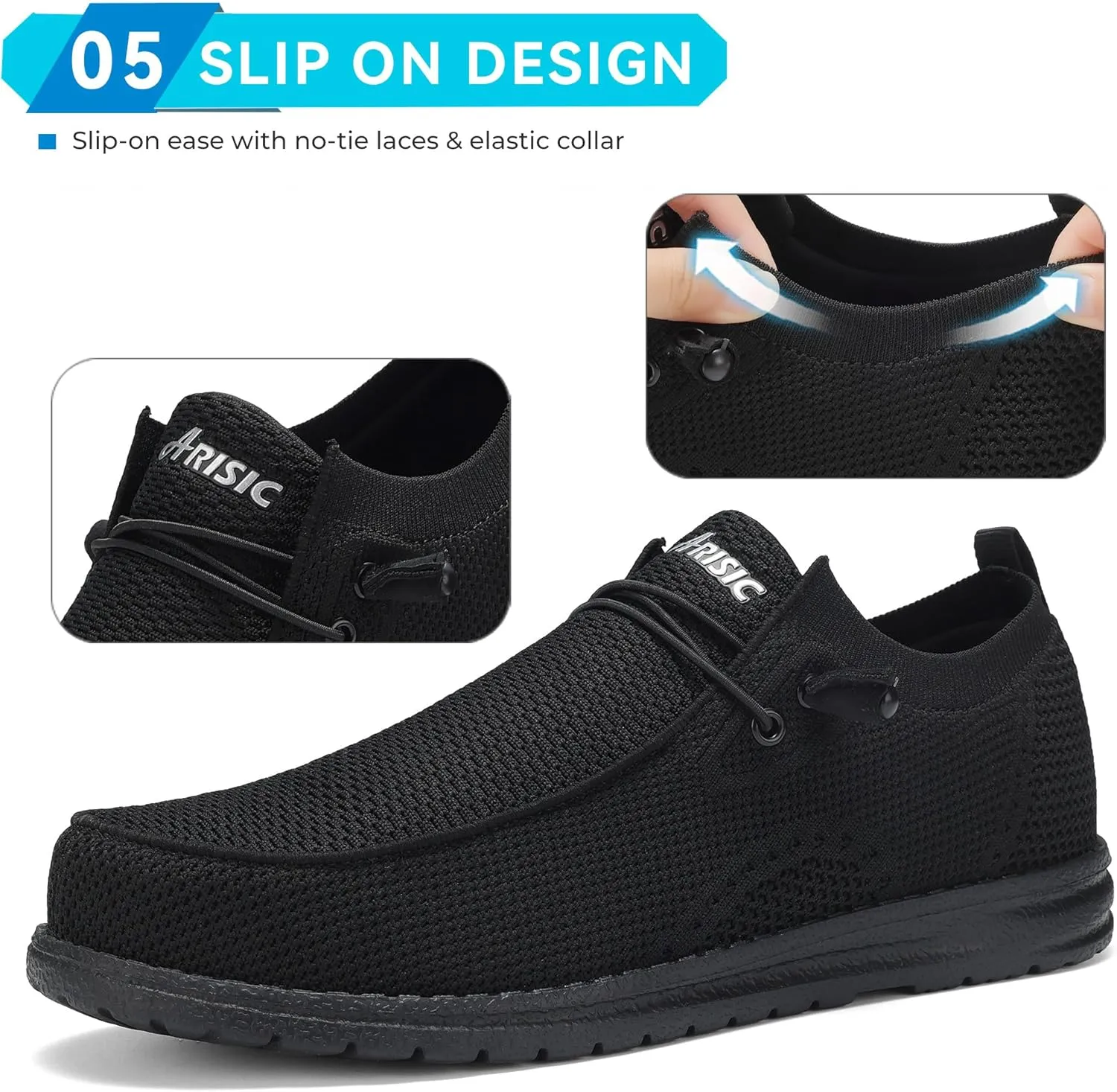 Steel Toe Shoes for Men Slip On Composite Toe Loafers Non Slip Puncture Proof Work Safety Shoes Comfy Lightweight for Construction Warehouse