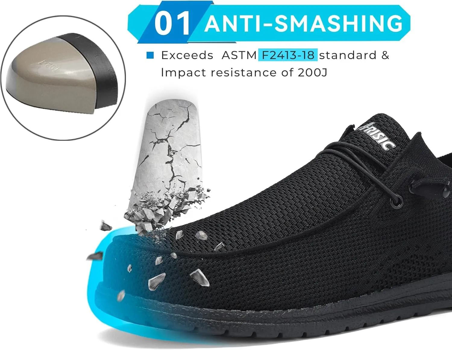 Steel Toe Shoes for Men Slip On Composite Toe Loafers Non Slip Puncture Proof Work Safety Shoes Comfy Lightweight for Construction Warehouse