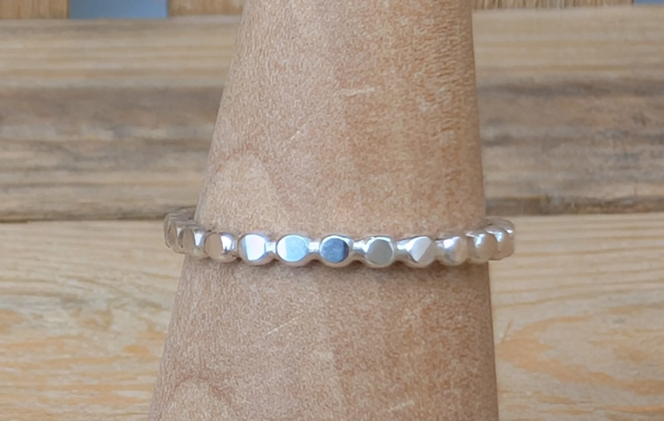 sterling silver flat bead stacking ring