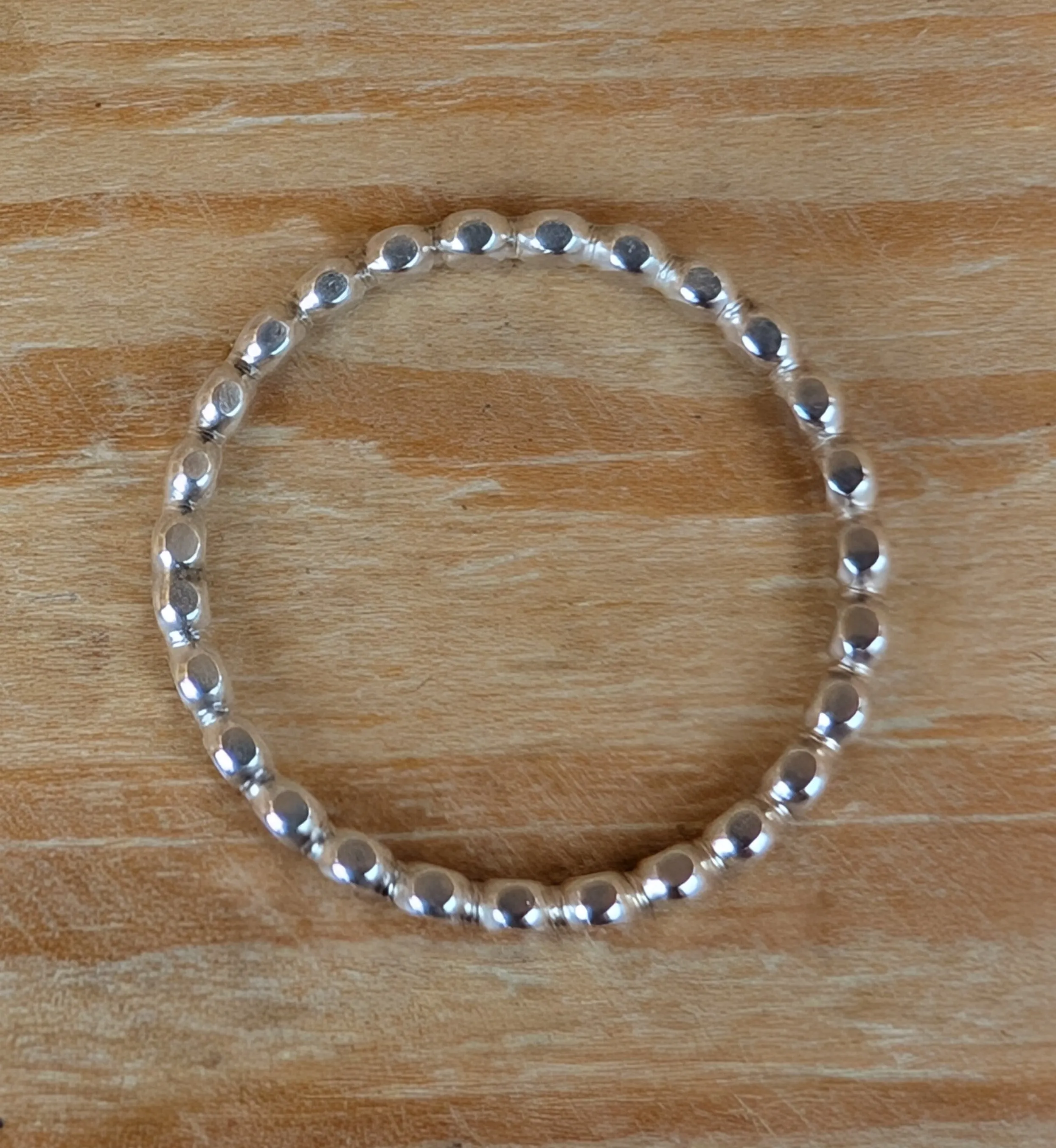 sterling silver flat bead stacking ring