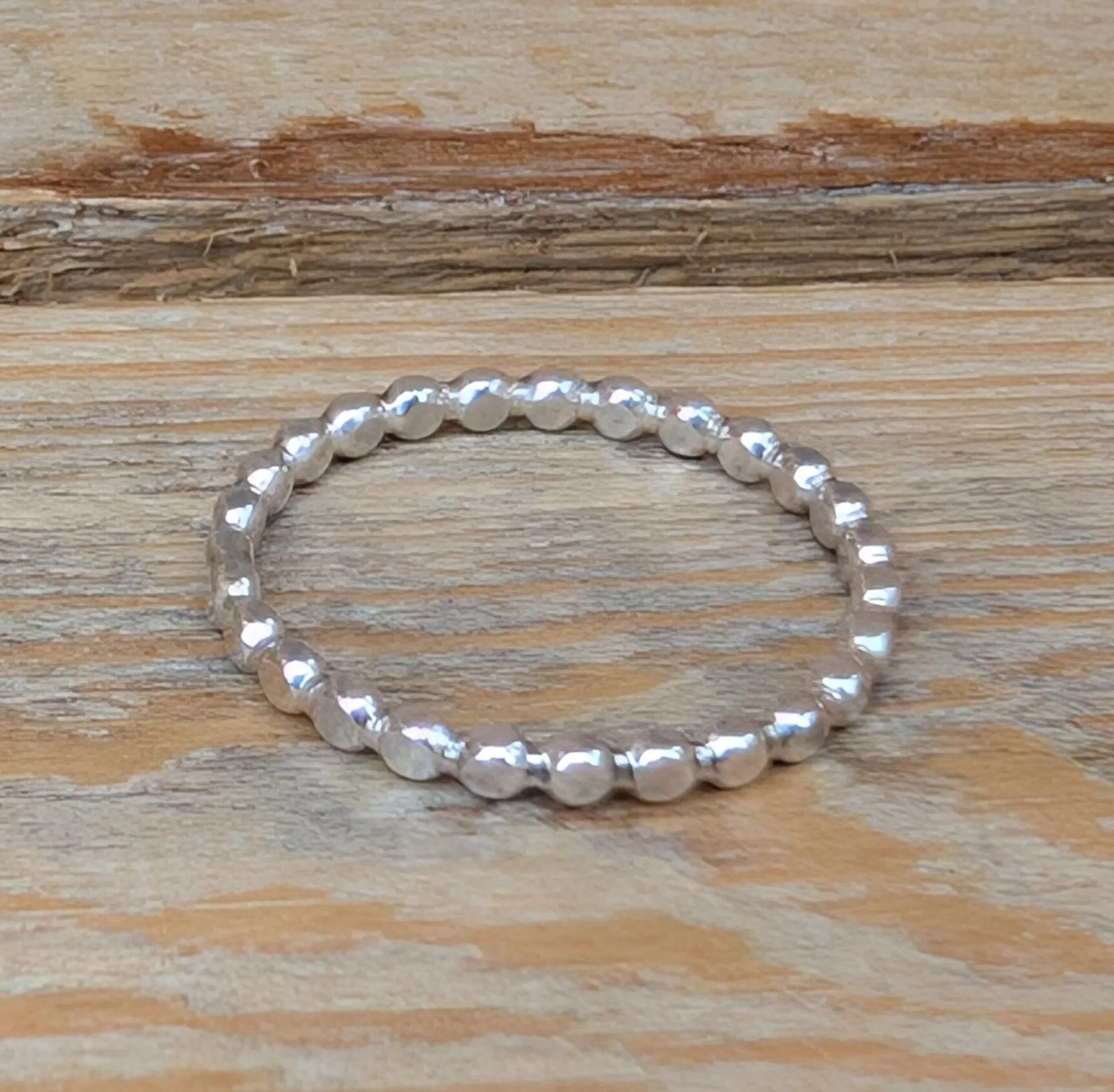 sterling silver flat bead stacking ring