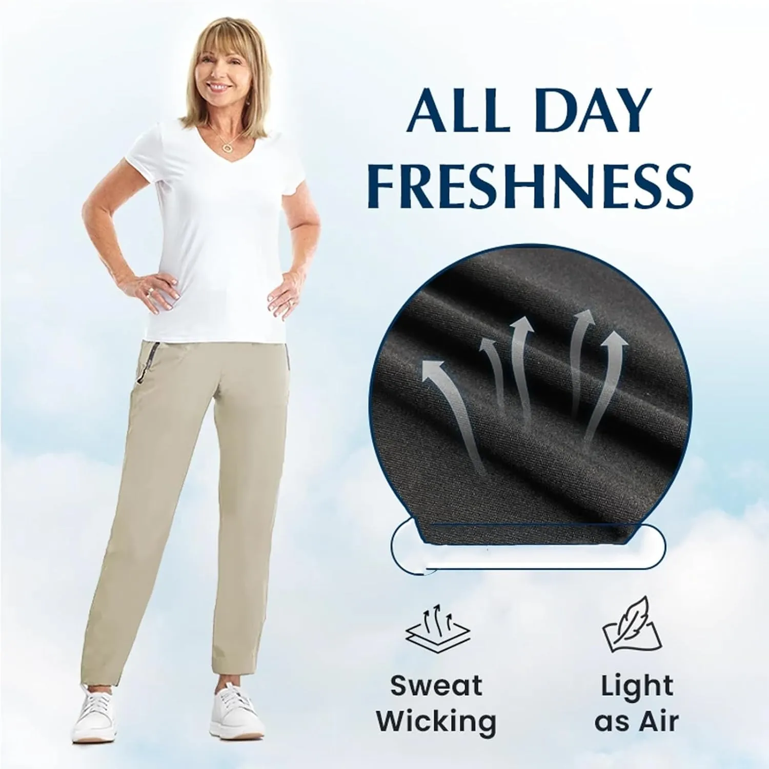Stretch Active - Women's Ultra Stretch Breathable Casual Quick Drying Work Glide Comfy Fit Slip On Pants Over 50