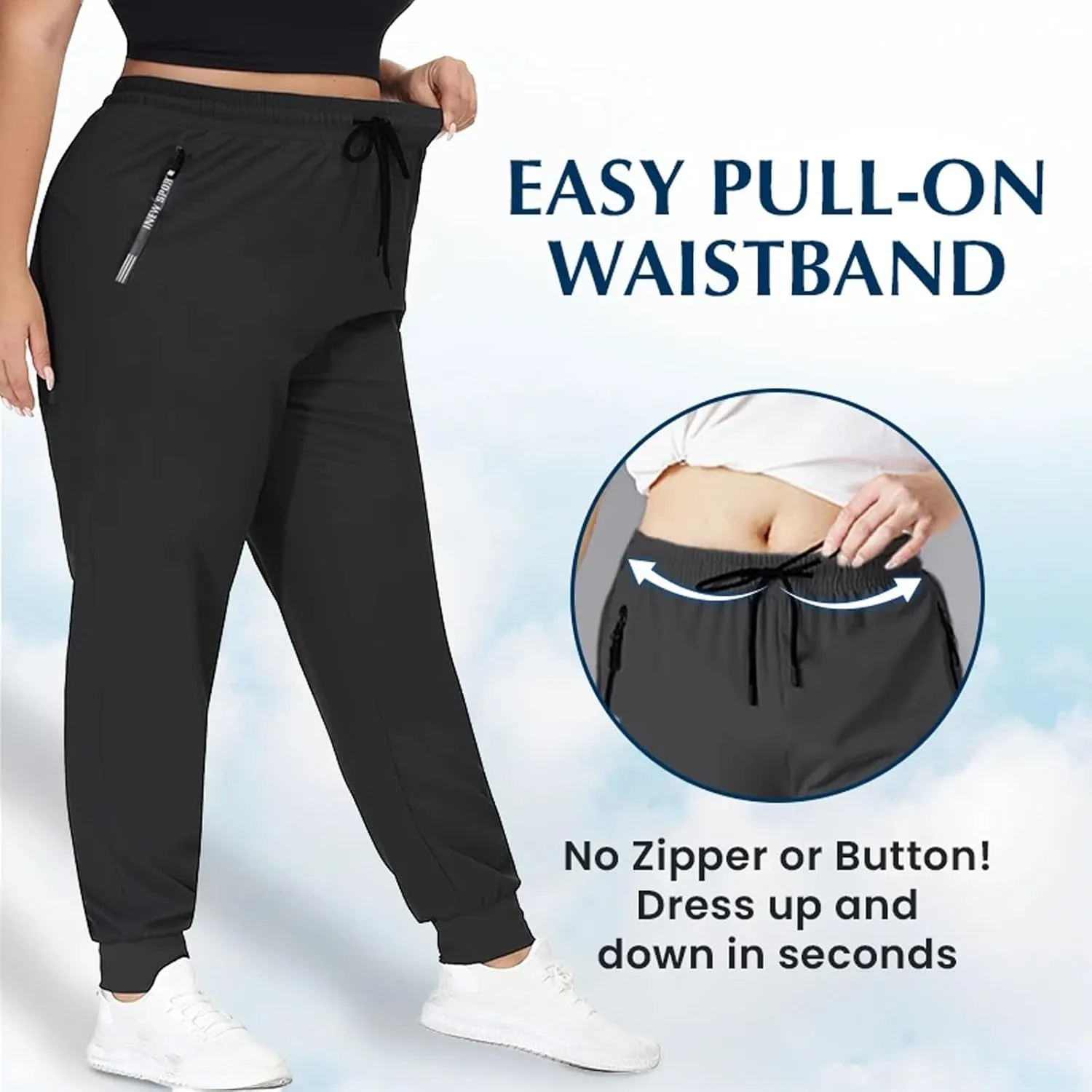 Stretch Active - Women's Ultra Stretch Breathable Casual Quick Drying Work Glide Comfy Fit Slip On Pants Over 50