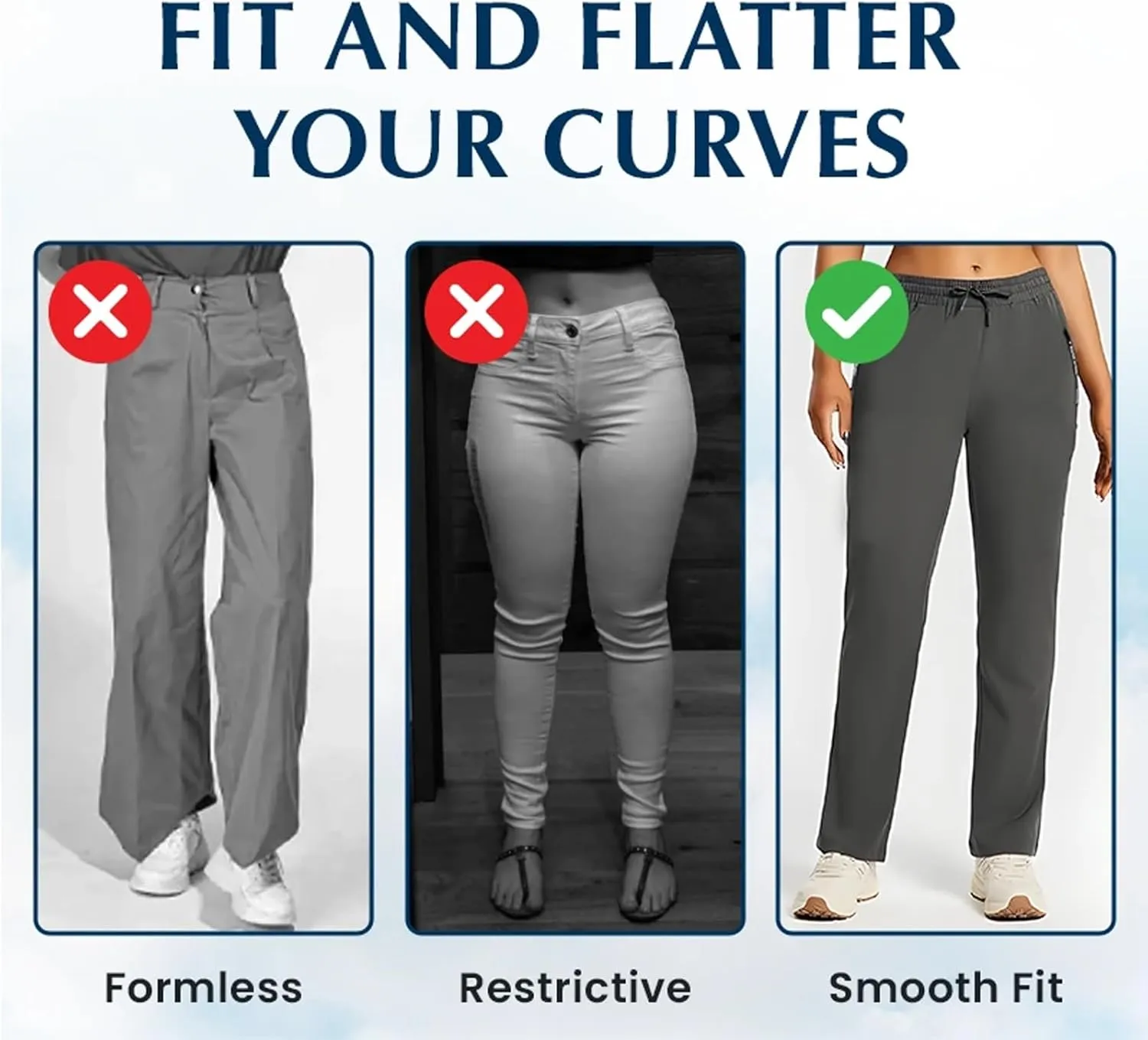 Stretch Active - Women's Ultra Stretch Breathable Casual Quick Drying Work Glide Comfy Fit Slip On Pants Over 50