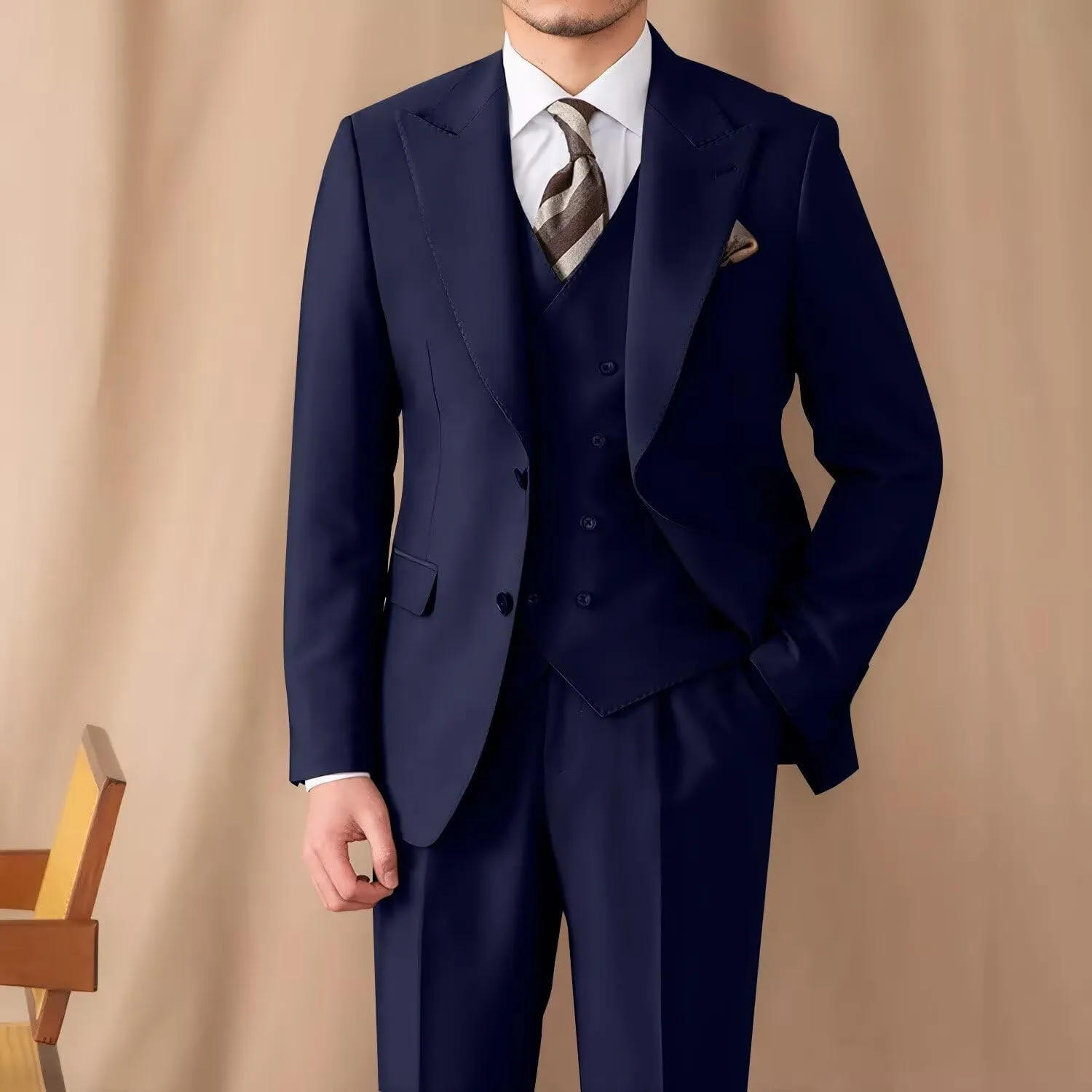 Suit for Men Wedding Slim Fit 3 Piece Set Blazer Jacket Vest Pants Tuxedo Suits for Groomsmen Business Prom Party Sport Coat