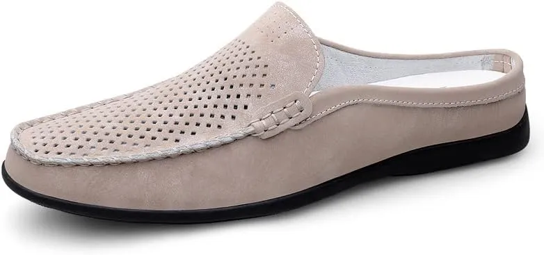 Summer Half Shoes for Men Slip-On Loafers Leather Casual Flats Breathable