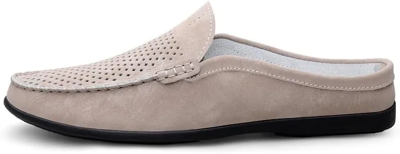 Summer Half Shoes for Men Slip-On Loafers Leather Casual Flats Breathable