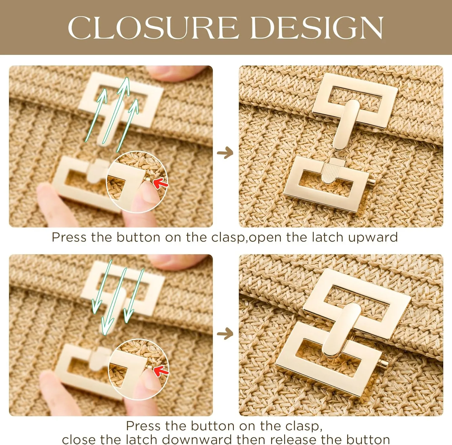 SWEETV Straw Purse Woven Beach Bag Summer Straw Clutch Purse Boho Crossbody Bags for Women Small Raffia Shoulder Bag