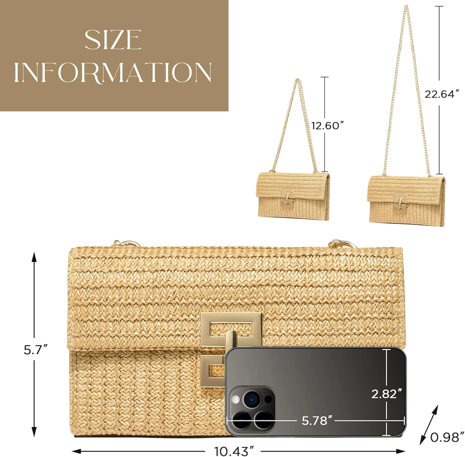 SWEETV Straw Purse Woven Beach Bag Summer Straw Clutch Purse Boho Crossbody Bags for Women Small Raffia Shoulder Bag