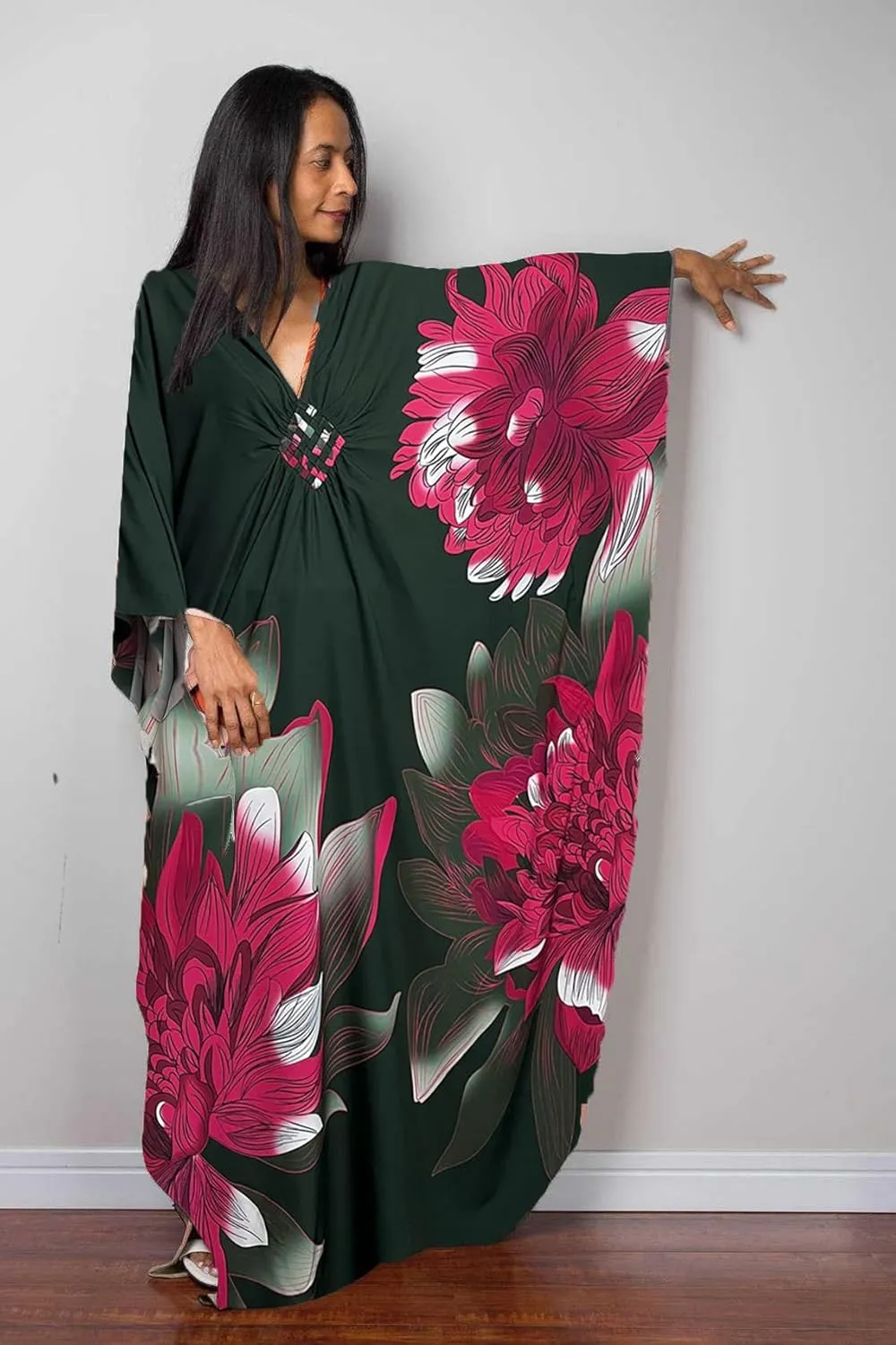 Swimsuit Cover ups Plus Size Caftans Beach Cover Up Maxi Beach Dress Vneck Batwing Sleeve Kaftan Dresses for Women